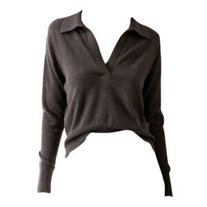 LILYSILK Cashmere Polo Shirt in Coffee Size L